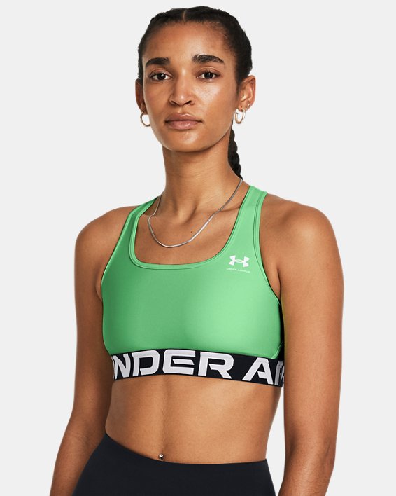 Reggiseno sportivo HeatGear® Armour Mid Branded da donna, Green, pdpMainDesktop image number 0